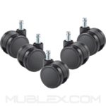 ruedas en goma negra 6cm para silla giratoria x 5   anti rayones