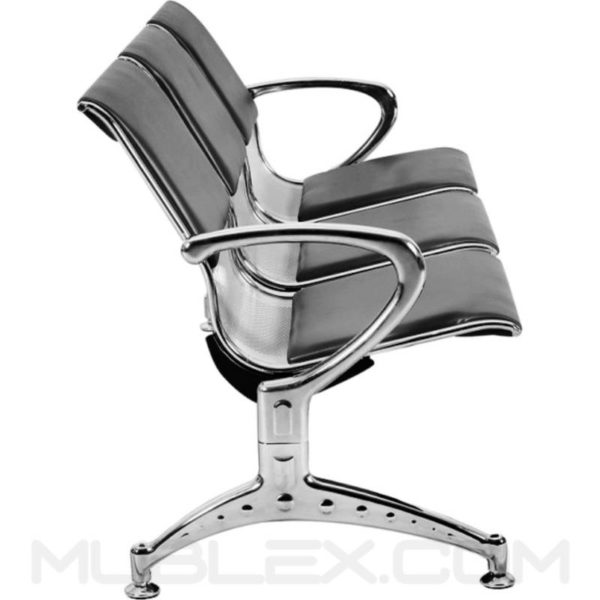 Silla de espera metálica cuerina 3 puestos - Image 3