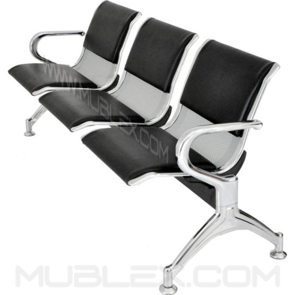 silla de espera metalica cuerina 3 puestos 4