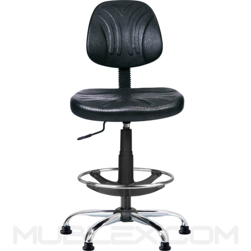 silla industrial ergonomica cajero base metalica con deslizadores aro metalico