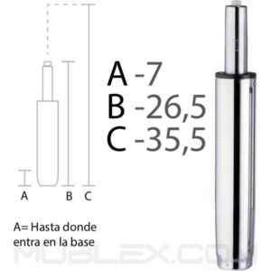 cilindro neumatico cromado 26.5 a 35.5 cm