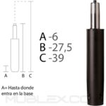 cilindro neumatico para silla 27.5 a 39 cm
