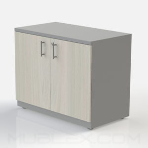 Armario multiusos bajo gris puerta madera