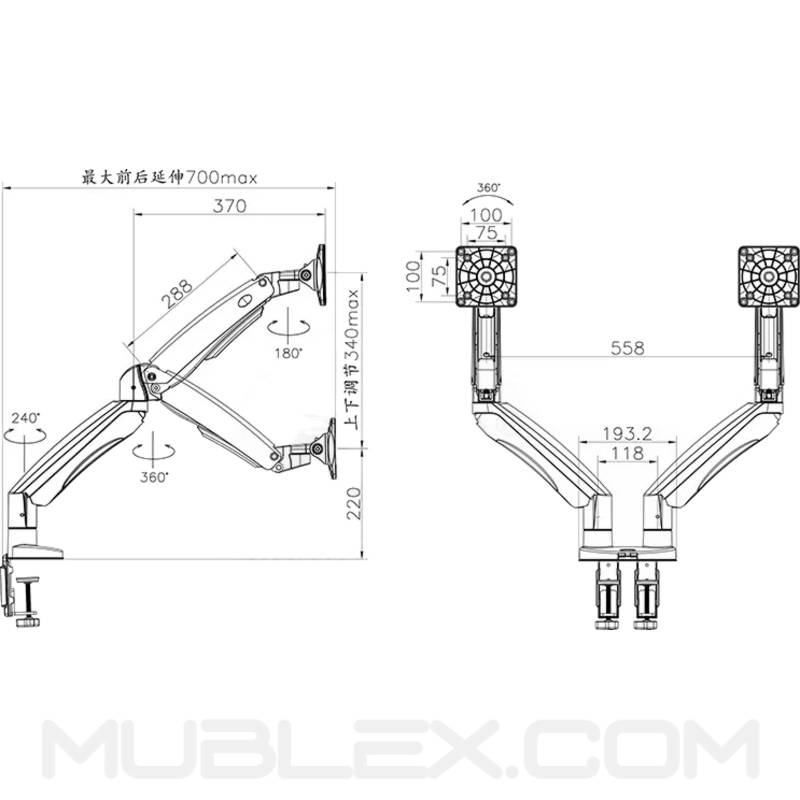 soporte para 2 monitores  flexi f195  22 a 32 pulgadas 8