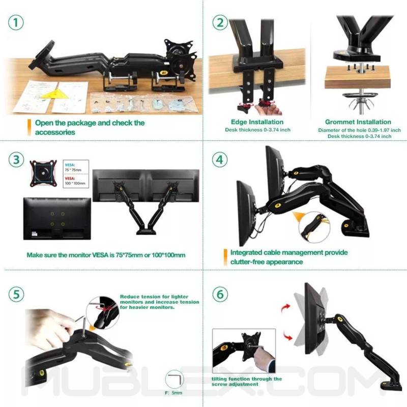 soporte para 2 pantallas  flexi f160  17 a 27 pulgadas 9