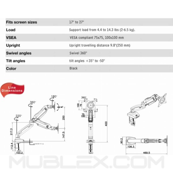 soporte para monitor  flexi f80  17 a 27 pulgadas 6