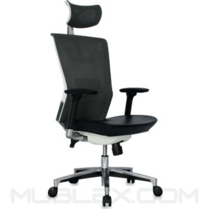 silla dallas blanca cuerina presidente