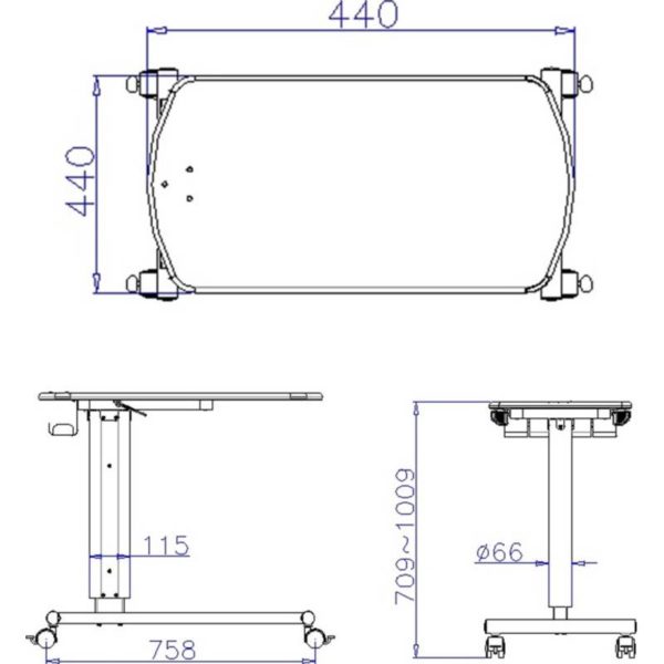 Mesa movil altura ajustable con piston neumatico 2