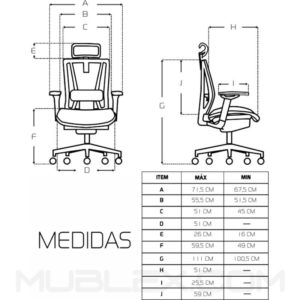 Silla Nefi medidas