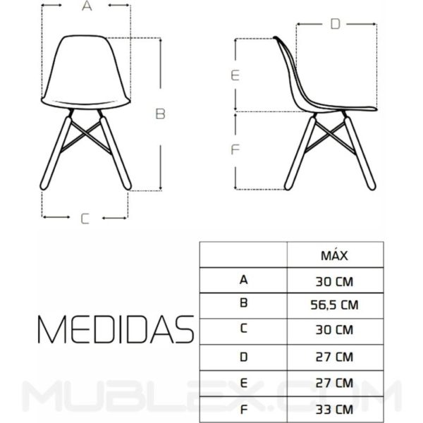 Silla Eames kids medidas