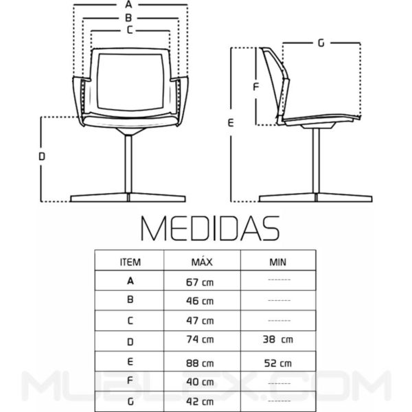 Silla Logan giratoria cross medidas 1