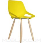 Silla Q5 amarilla base madera
