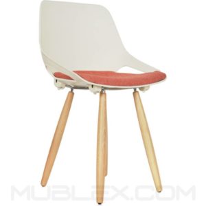 Silla Q5 blanca base madera tapizada