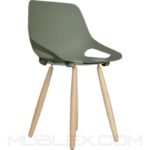 Silla Q5 verde musgo base madera
