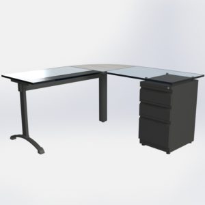 Escritorio L en vidrio