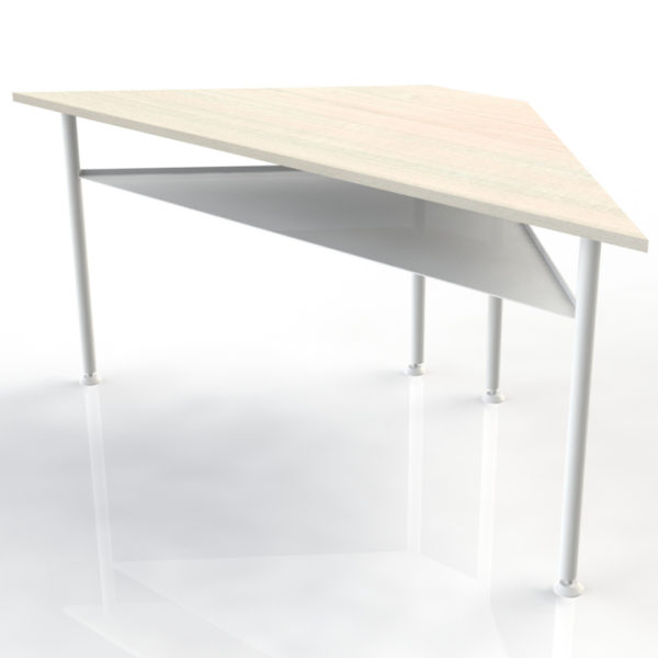 Mesa trapezoidal tubo redondo blanco