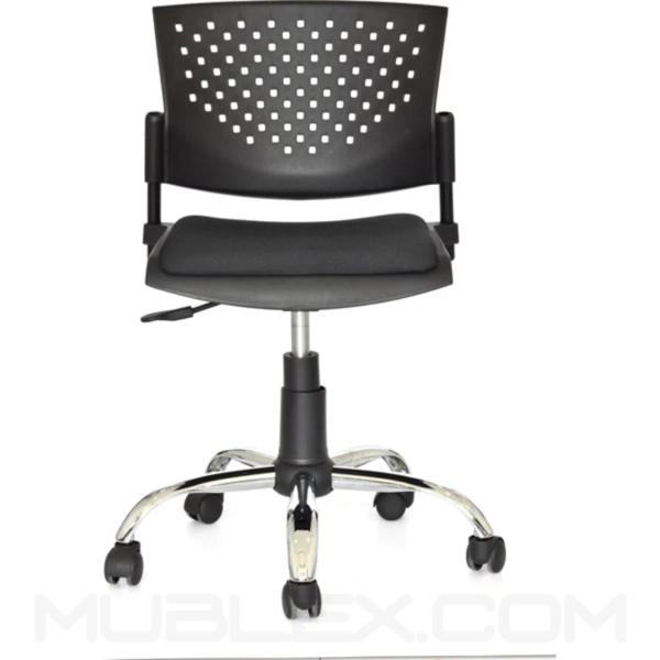 Silla Butterfly tapizada giratoria negra cromada 2