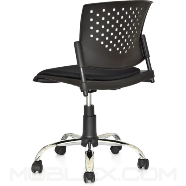 Silla Butterfly tapizada giratoria negra cromada 3