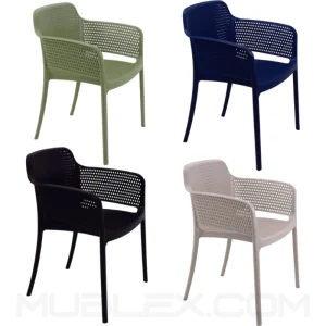 Silla Gabriela con brazos en polipropileno y fibra de vidrio