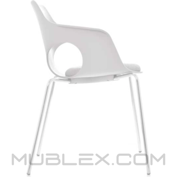 Silla Olé Blanca Tapizada Cromada 02