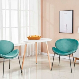 Mesa en madera redonda para cafetería Anni blanca 9