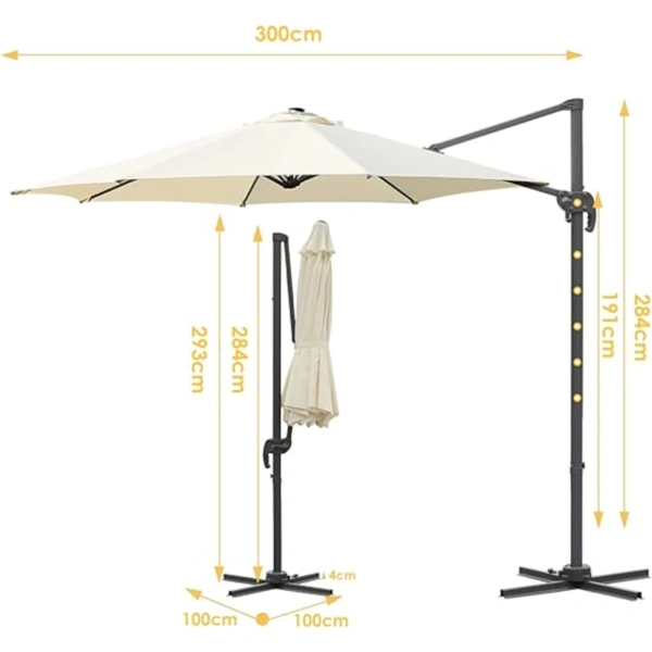 Sombrilla o parasol para exteriores o terraza con brazo ajustable 2