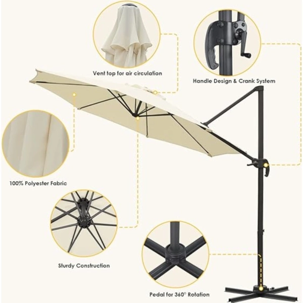 Sombrilla o parasol para exteriores o terraza con brazo ajustable 6