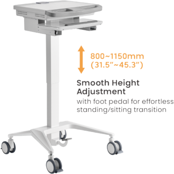 Carrito medico modular elevacion gas 12