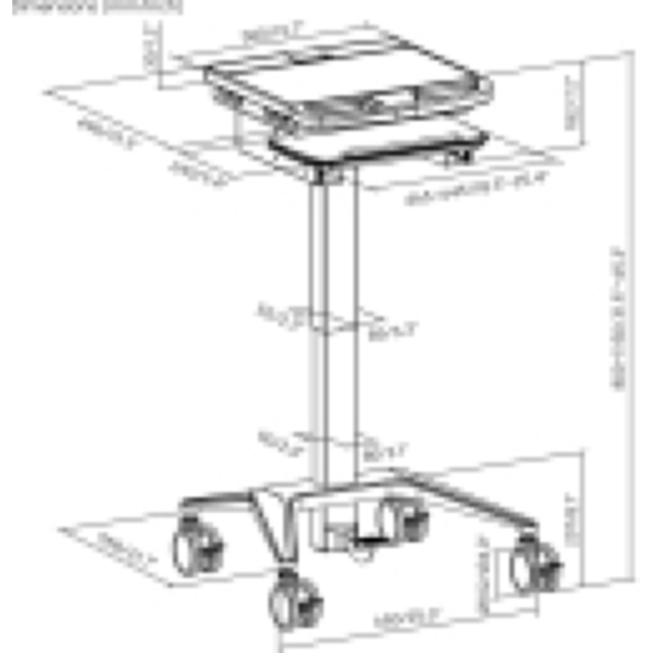 Carrito medico modular elevacion gas 14