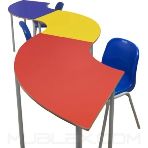 3 Mesa pupitre trapezoidal curva Preescolar
