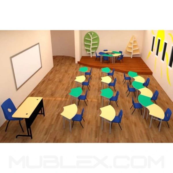 Mesa pupitre trapezoidal curva Preescolar salon