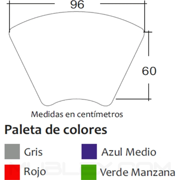 Mesa pupitre trapezoidal curva Preescolar superficie plastica Color