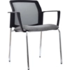 Silla Logan espaldar malla asiento tapizado cromada con brazos