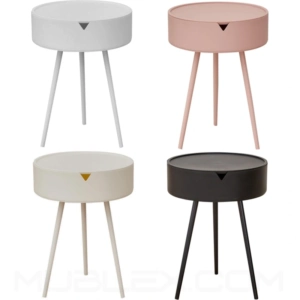 Mesita auxiliar redonda con cajon