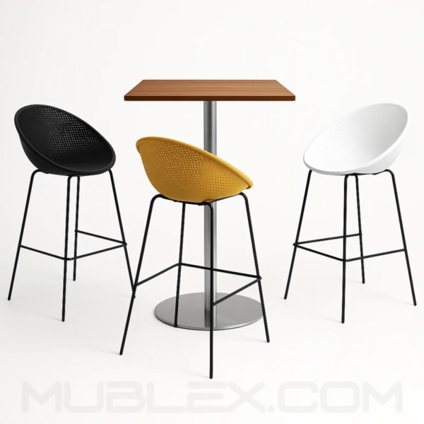 Butaco Nido amarillo, blanco y negro con mesa Aron