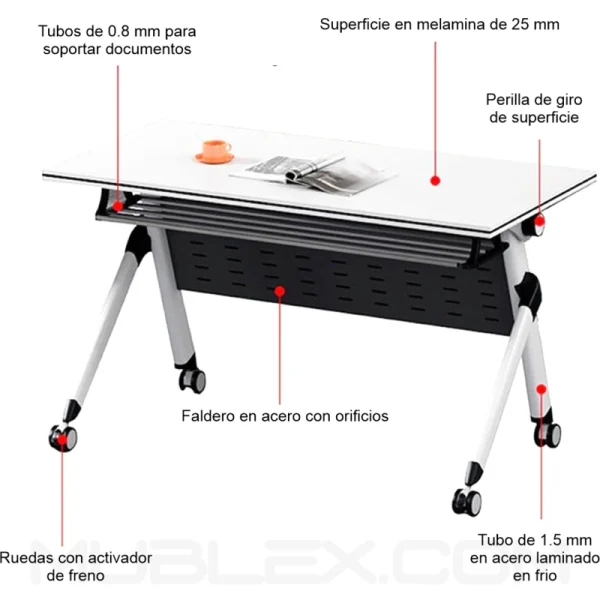 Escritorio plegable movil duo Esquema Escritorio