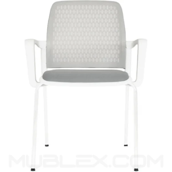 Silla Pinko Blanca tapizado gris frente
