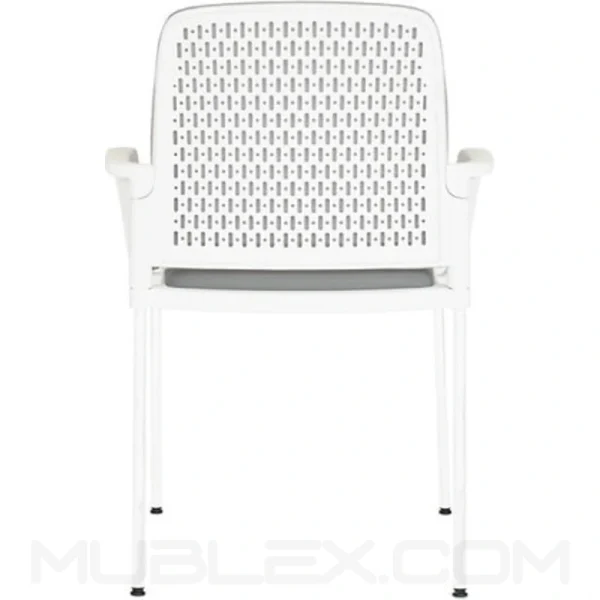 Silla Pinko Blanca tapizado gris posterior