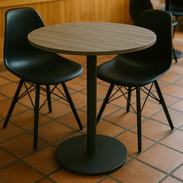 Mesa para Cafetería Base Piatto Redonda negra