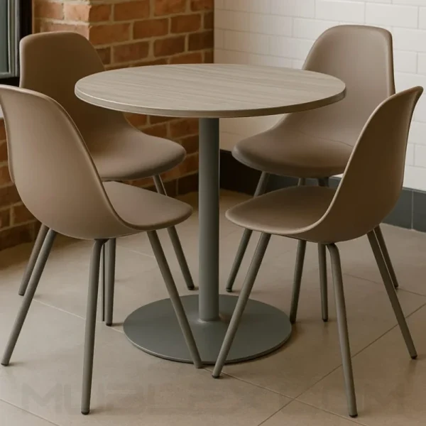 Mesa para cafetería Base Piatto Redonda gris oscuro