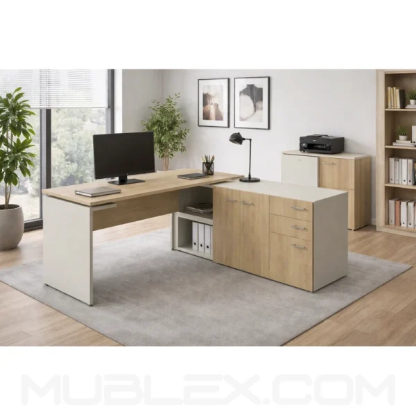 Escritorio en madera gerencial Olmo 170x170 cm - Image 3