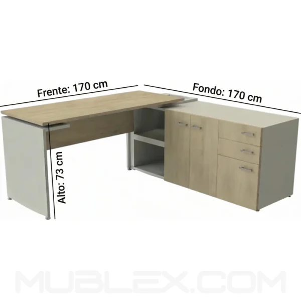 Escritorio en madera gerencial Olmo 170x170 cm - Image 4