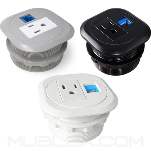 Grommet redondo UniDesk con 2 socket de conexión - Image 2