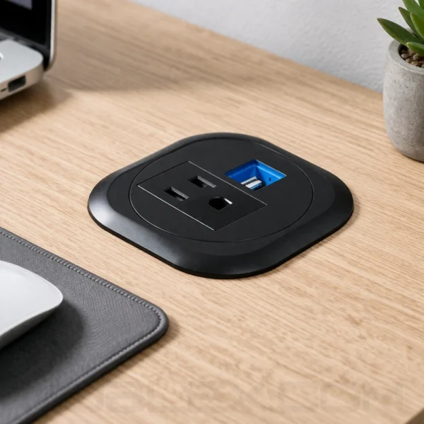 Grommet redondo UniDesk con 2 socket de conexión - Image 3