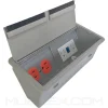 Grommet para mesa con 3 módulos conexiones y 1 toma eléctrica leviton naranja PushDuo con tapa push