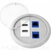 Grommet redondo con tapa UniPort - USB de carga doble y dos puertos de datos CAT 6A