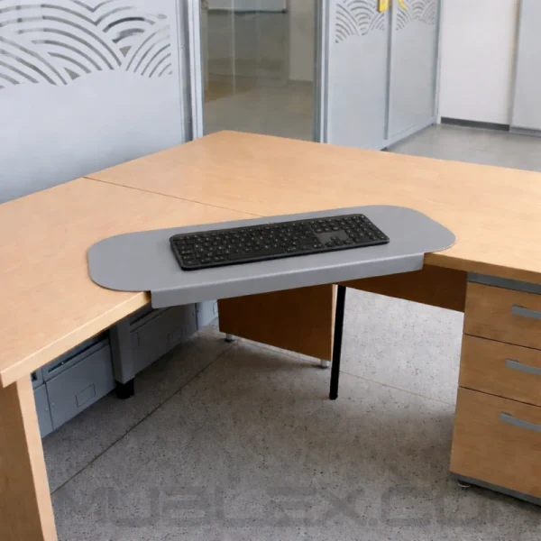 Extensión porta teclado metálico para escritorio en L o esquinero - Image 3