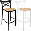 Silla de barra Crossback con asiento en mimbre o ratán