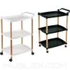 Mesa Auxiliar con Ruedas de 3 Niveles en Polipropileno y Madera